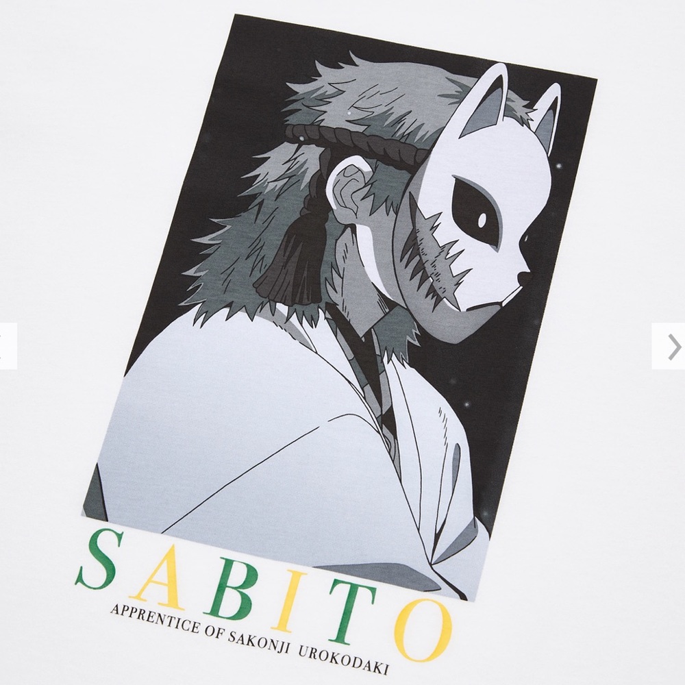 🎐 Uniqlo Anime Demon Slayer: "Kimetsu No Yaiba" White Sabito Short Sleeve Top 🎐 - Picture 3 of 6